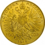 Zlatá mince Stokoruna Františka Josefa I. 1915 (novoražba)